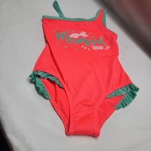 New Bobbie Brooks 1 piece Neon Peacy Orange Mermaid Squad XS 4/5